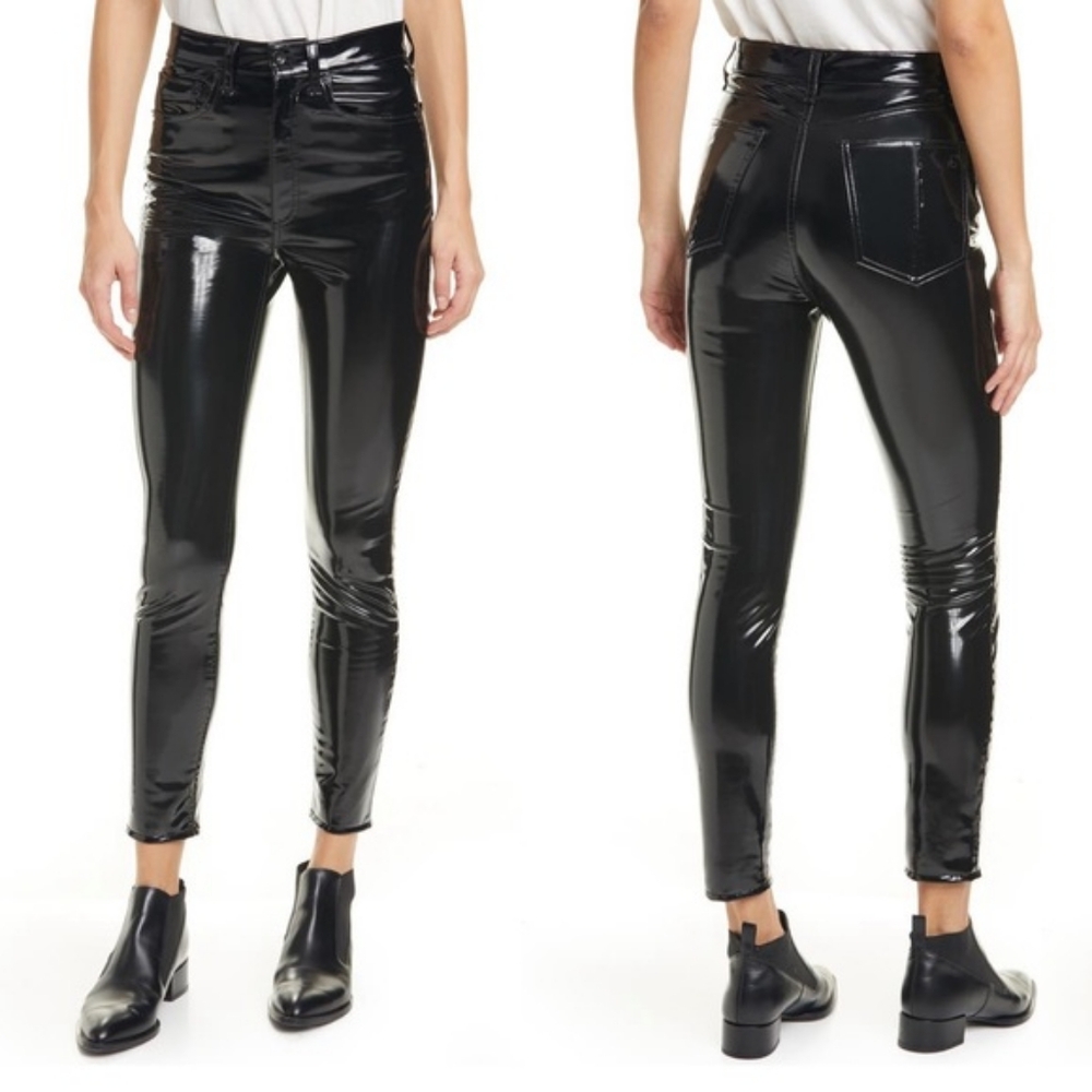 Rag & Bone Black High Rise Vinyl Skinny Jeans 29